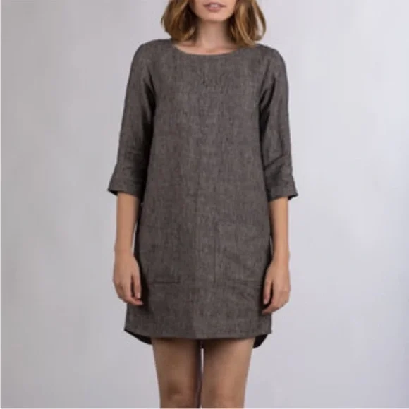 Pyne & Smith Flax Linen Textured Gray Dress Size S - Picture 1 of 14